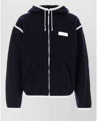 Givenchy - Wool Hooded Jacket Contrast Trim Pockets - Lyst