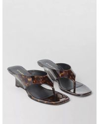 Stuart Weitzman - Vinnie Wedge Thong Sandals Tortoiseshell Strap - Lyst