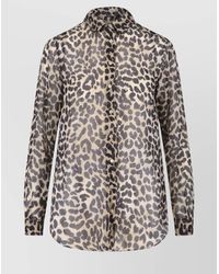 Aspesi - Animal Print Collared Neck Long Sleeves Top - Lyst