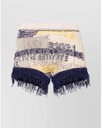 Sportmax - Cotton Patterned Intarsia Knit Mid-Rise Shorts - Lyst