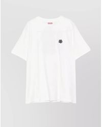 KENZO - Cotton Relaxed-Fit Flower-Appliqué T-Shirt - Lyst