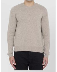 Bottega Veneta - Cashmere Crewneck Jumper With Leather Elbow Patches - Lyst