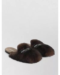 Dolce & Gabbana - Young Princess Shearling Suede Mule Slipper - Lyst