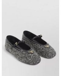 Prada - Textured Wool Mary Jane Ballerina Flats - Lyst