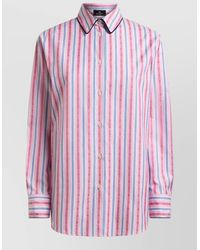 Etro - Striped Long Sleeve Shirt Collared Neck - Lyst