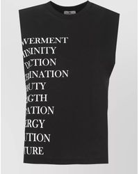 Elisabetta Franchi - Sleeveless Round Neck Cotton Sweater Lettering - Lyst