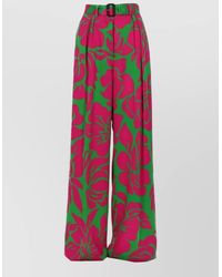 Dries Van Noten - High Waist Floral Belted Wide Leg Pants - Lyst