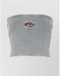 DIESEL - Cotton Ribbed Slim-Fit Strapless Cropped Top - Lyst