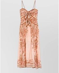 Zimmermann - Silk Printed Cutout Sweetheart Neck Midi Dress - Lyst