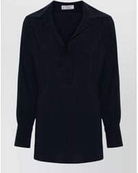 Alberto Biani - Georgette Blouse Relaxed Fit Curved Hem - Lyst