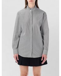 A.P.C. - Striped Frill Collar Cotton Shirt - Lyst