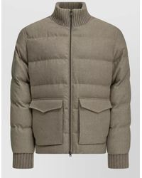 Herno - Silk Wool Tweed Padded Bomber Jacket - Lyst