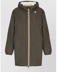 K-Way - Hooded Down Jacket Elastic Cuffs Pockets - Lyst