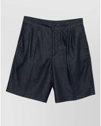 Emporio Armani - Denim Pleated Bermuda Shorts - Lyst