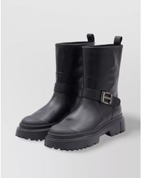 Hogan - Leather Biker Boots - Lyst