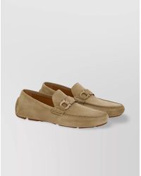 Ferragamo - Suede Moc Toe Driver Loafer With Rubber Sole - Lyst