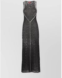 DIESEL - Linen Sleeveless Crew-Neck Cutout Midi Dress - Lyst