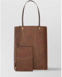 Etro - Leather Paisley-Print Tote Bag - Lyst