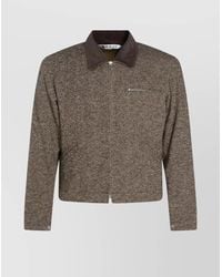 AURALEE - Textured Fabric Long Sleeve Jacket With Pocket - Lyst