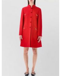 Valentino Garavani - Wool Cashmere Coat High Collar Knee Length - Lyst