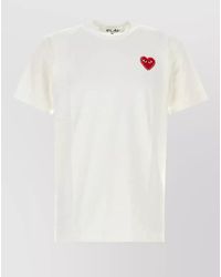 COMME DES GARÇONS PLAY - Cotton Crew Neck T Shirt Embroidered Detail - Lyst