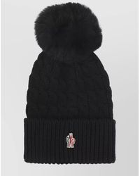 Moncler - Cable Knit Pom-Pom Wool Hat - Lyst