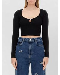 Moschino - Rib Knit Crop Top Long Sleeves - Lyst