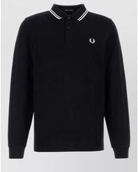 Fred Perry - Piquet Shirt Polo Collar Ribbed Cuffs - Lyst
