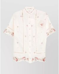 Zimmermann - Patience Linen Shirt Short Sleeves Embroidery - Lyst
