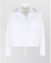 Marni - Cotton Cropped Oversized Long-Sleeve Shirt - Lyst