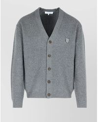 Maison Kitsuné - Wool Blend V-Neck Cardigan With Long Sleeves - Lyst