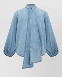 Zimmermann - Denim Bow Blouse - Lyst