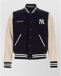 Sporty & Rich - Wool Blend Bomber Jacket Contrast Sleeves - Lyst
