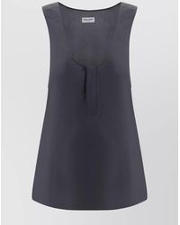 Saint Laurent - Silk Sleeveless Henley Tank Top - Lyst
