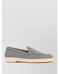 Santoni - Yalta Suede Loafers Round Toe Contrast Sole - Lyst