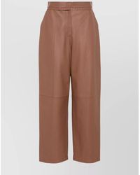 Fendi - Leather High-Rise Tapered Trousers - Lyst