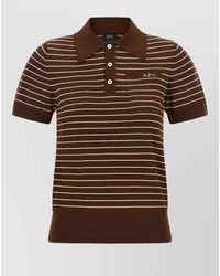 A.P.C. - Aline Knit Polo Shirt Pocket Stripe - Lyst