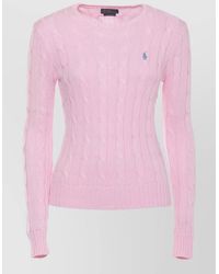 Ralph Lauren - Crew Neck Cotton Sweater Braided Knit - Lyst