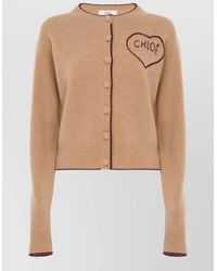 Chloé - Ribbed Slim-Fit Crew-Neck Wool Cashmere Cardigan - Lyst