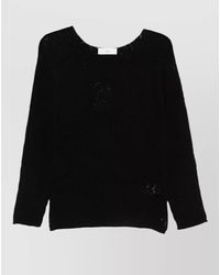 DUNST - Crochet Round Neck Knit Long Sleeve Jumper - Lyst
