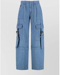 Versace Jeans Couture - Cotton Cargo Wide-Leg Trousers - Lyst