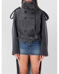 7 For All Mankind - Double-Breasted Belted Wool Blend Coat - Lyst