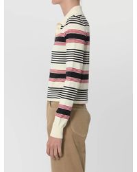 Celine - Striped Ribbed Cropped Long-Sleeve Polo Shirt - Lyst