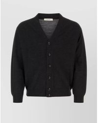Lemaire - Charcoal Wool Blend V-Neck Cardigan - Lyst