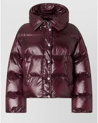 Pinko - Hooded Quilted Jacket Shiny Finish Pockets - Lyst