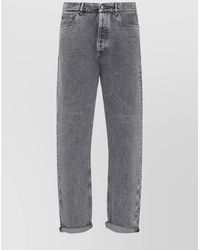 Brunello Cucinelli - Cotton Jeans With Embroidery And Turn-Up Edges - Lyst