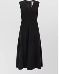 Max Mara - Wool V-Neck Sleeveless Midi Dress - Lyst