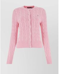 Polo Ralph Lauren - Cotton Cable-Knit Cropped Slim-Fit Cardigan - Lyst