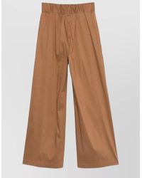 Semicouture - Jhonny Cotton Trousers Elasticated Waistband Wide Leg - Lyst
