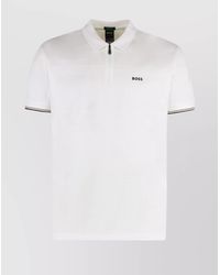 BOSS - Ribbed Trim Regular Fit Polo Shirt - Lyst